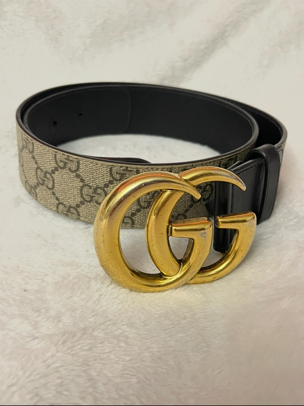 Gucci Black Leather Belt with Gold Double G Buckle